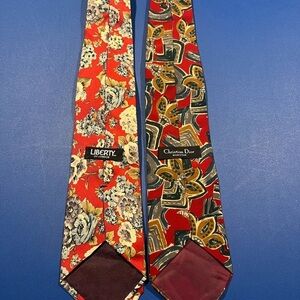 VGT Floral Mens Lot Of 2 Ties Christian Dior Monsieur & Liberty Of London